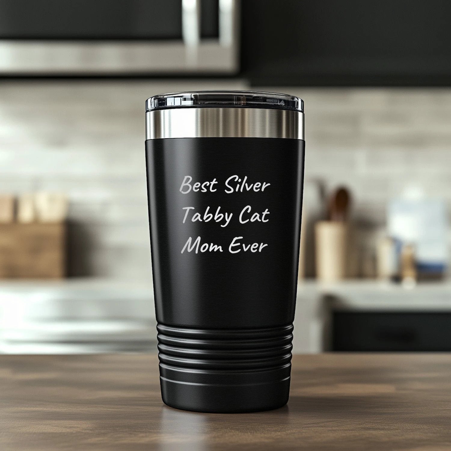 Silver Tabby Cat Mom Gifts, Funny Insulated Steel Tumbler, Best Silver Tabby Cat Mom Ever