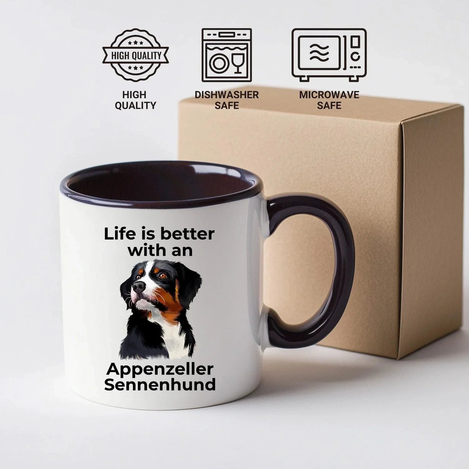 Life is Better with an Appenzeller Sennenhund – White Ceramic Mug for Dog Lovers