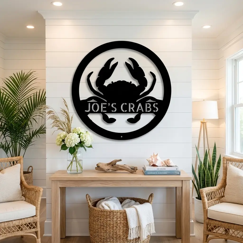 Personalized Crab Metal Wall Art | Custom Crab Shack Sign | Coastal Beach House Decor | Funny Seafood Metal Sign | Custom Outdoor Metal Wall Decor | Made in USA