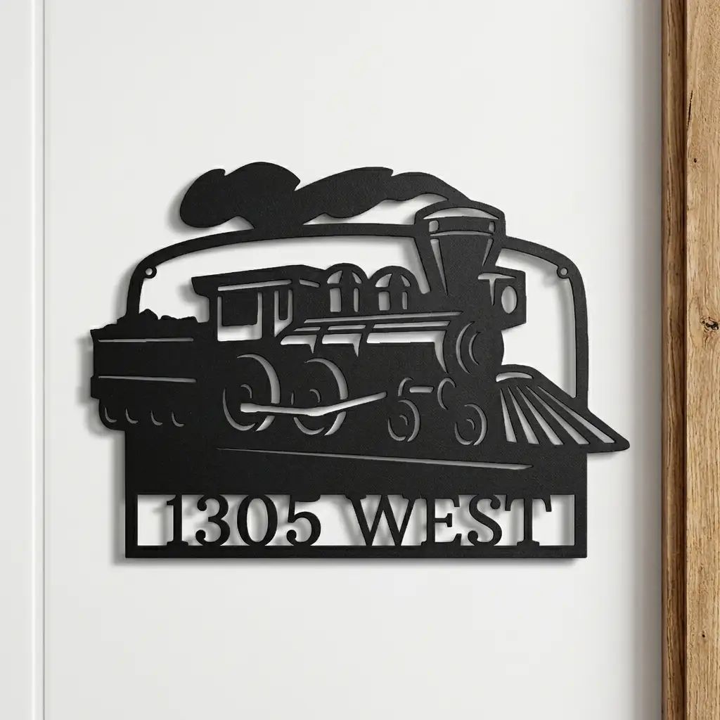 Personalized Coal Train Metal Wall Art | Custom Family Name or Address Train Sign | Steam Locomotive Steel Decor | Made in USA