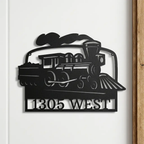 Personalized Coal Train Metal Wall Art | Custom Family Name or Address Train Sign | Steam Locomotive Steel Decor | Made in USA