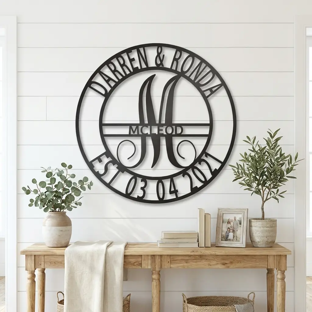 Personalized Split Letter Monogram Metal Wall Art – Custom Family Name Sign – Wedding Gift – Housewarming Decor – Last Name Steel Sign