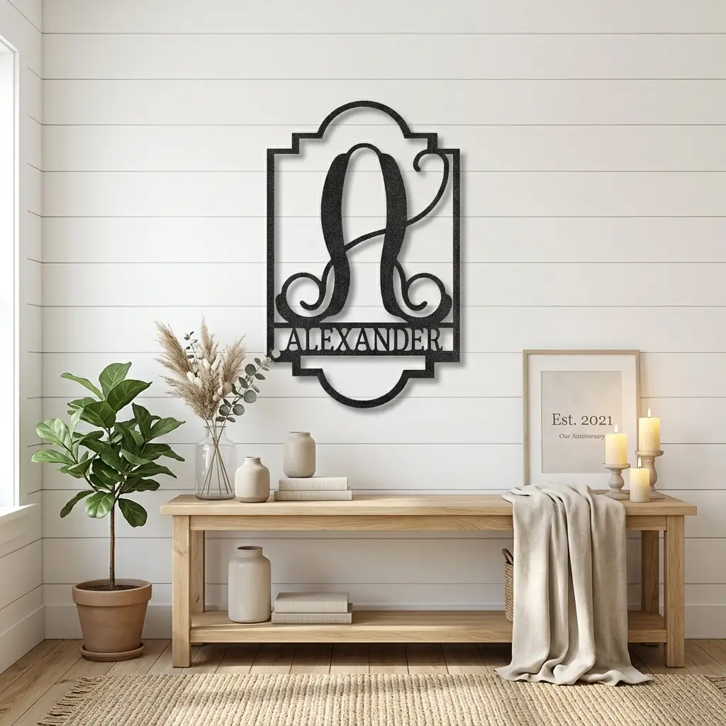 Regal Monogram Custom Name and Initial Metal Wall Art