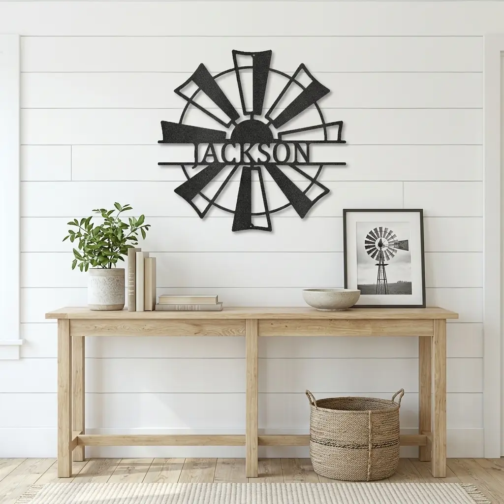 Windmill Cutom Metal Art Rustic Farmhouse