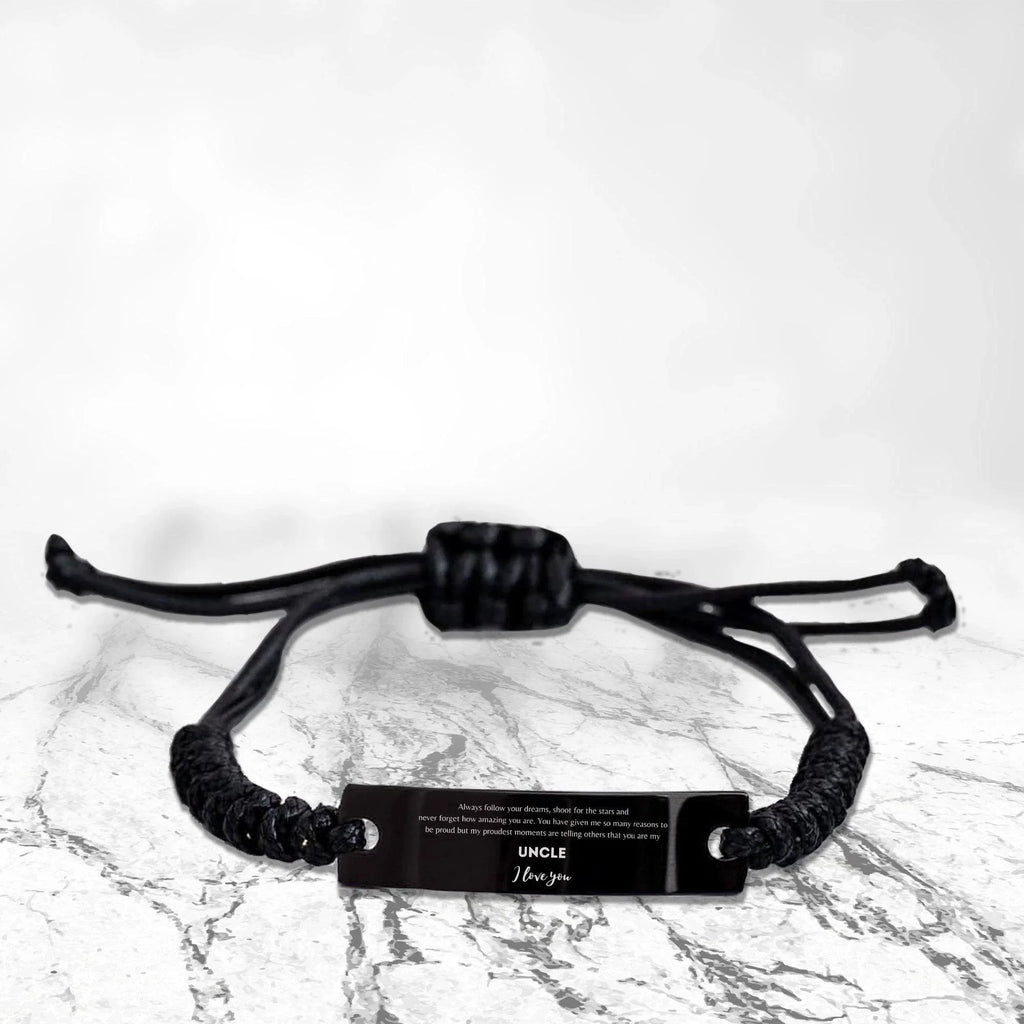 Black Rope Bracelet for Uncle Present, Uncle Always follow your dreams, never forget how amazing you are, Uncle Birthday Christmas Gifts Jewelry for Girls Boys Teen Men Women