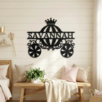 Personalized Fairytale Carriage Metal Wall Art | Custom Name Princess Carriage Sign | Girls Bedroom Decor | Whimsical Metal Wall Art | Made in USA