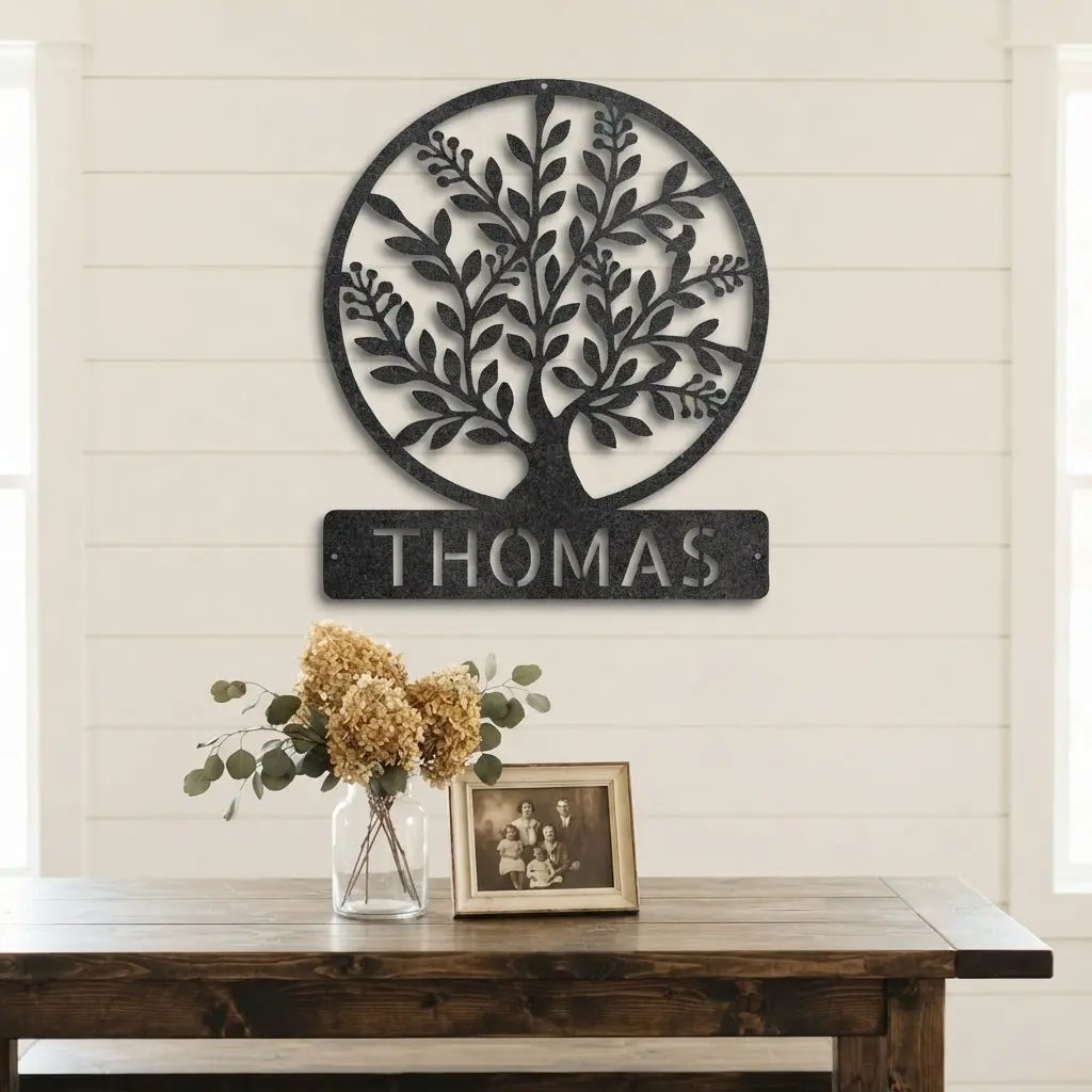 Personalized Tree of Life Metal Wall Sign: Celebrate Your Roots