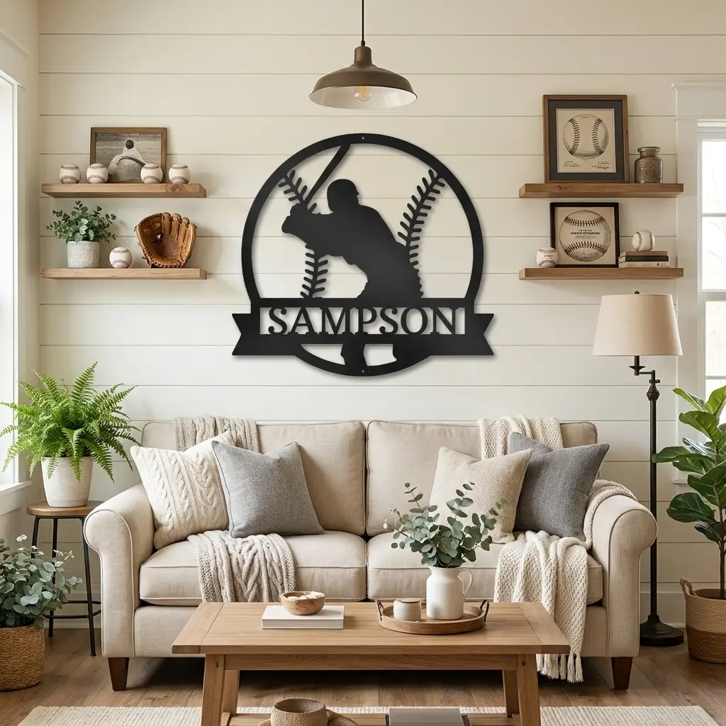 Baseball Player Custom Name Metal Art Wall Sign