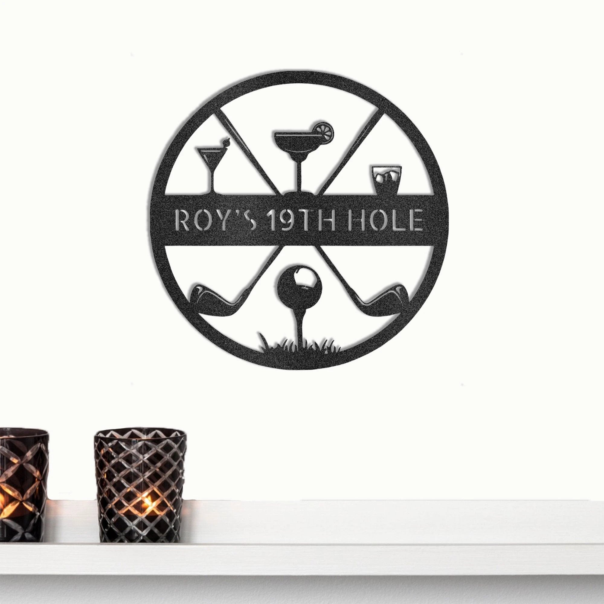 Golf 19th Hole Custom Name Metal Art Wall Sign
