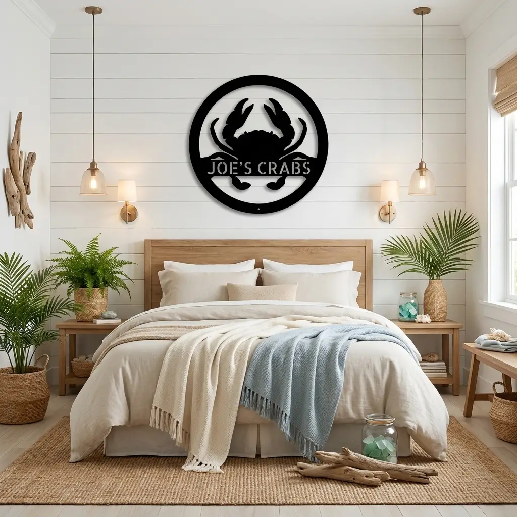 Personalized Crab Metal Wall Art | Custom Crab Name Sign | Coastal Beach House Decor | Nautical Metal Wall Hanging | Seafood Restaurant & Café Sign | Made in USA