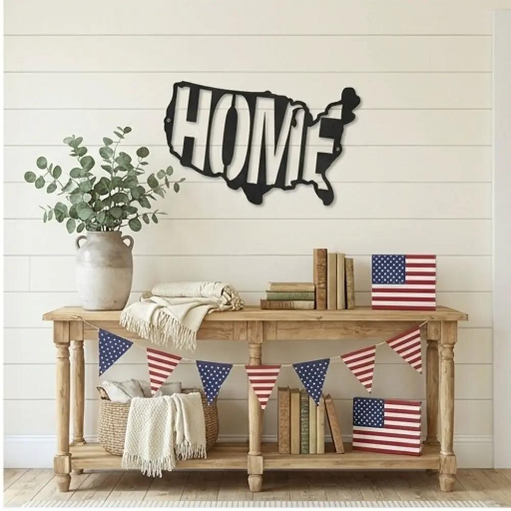 HOME USA Metal Wall Art | American Map Steel Wall Decor | Steel Sign Made in USA