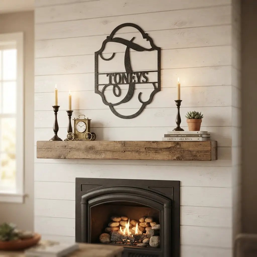 Personalized Initial & Family Name Metal Wall Art | Custom Monogram Sign