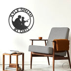 Father and Son Fishing Personalized Metal Wall Art Sign