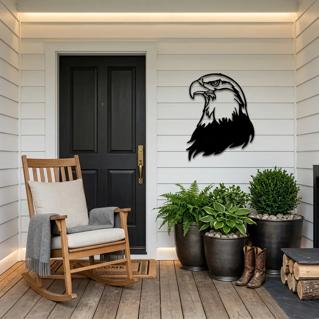 Bald Eagle Metal Wall Art – Patriotic USA Decor – American Eagle Sign – Rustic Wall Decor – Outdoor Metal Art