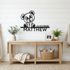 Personalized Teddy Bear Nursery Metal Wall Art – Custom Baby Name Sign with Birth Date – Nursery Decor – Baby Shower Gift