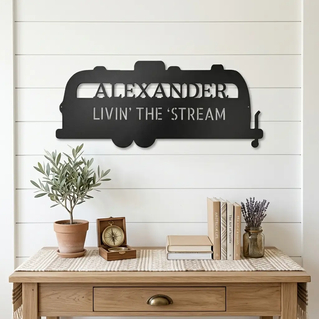 Personalized Airstream Camper Metal Sign – Custom RV Name Sign – Camper Decor – Outdoor RV Sign Gift