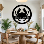 Personalized Crab Metal Wall Art | Custom Crab Name Sign | Coastal Beach House Decor | Nautical Metal Wall Hanging | Seafood Restaurant & Café Sign | Made in USA