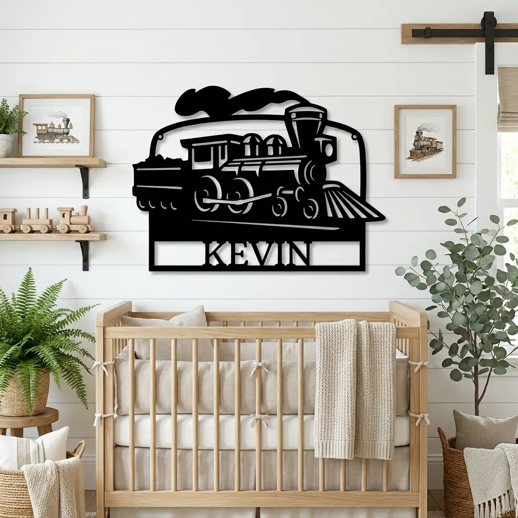 Personalized Coal Train Metal Wall Art | Custom Family Name or Address Train Sign | Steam Locomotive Steel Decor | Made in USA