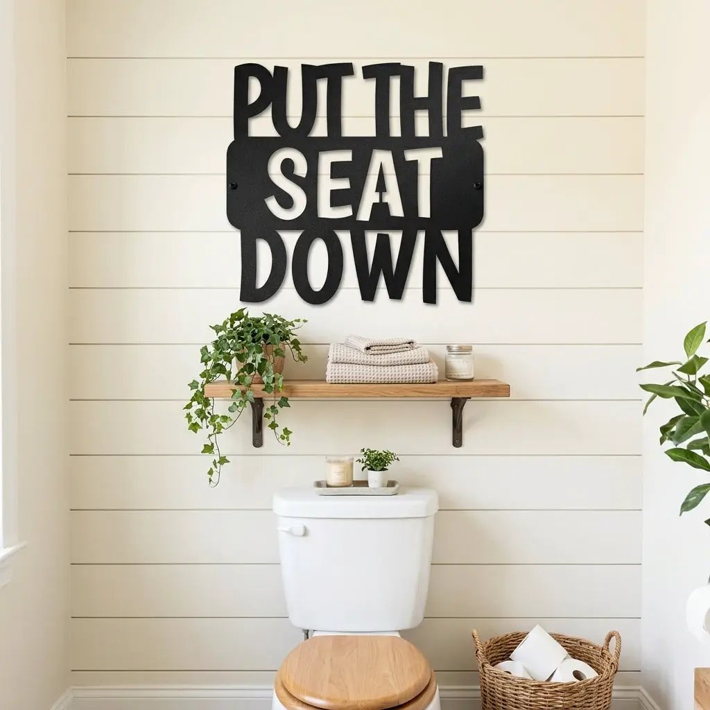 Put the Seat Down Quote Steel Bathroom Wall Sign