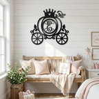 Personalized Fairytale Pumpkin Carriage Metal Wall Art | Custom Initial Princess Carriage Sign | Monogram Metal Decor | Made in USA