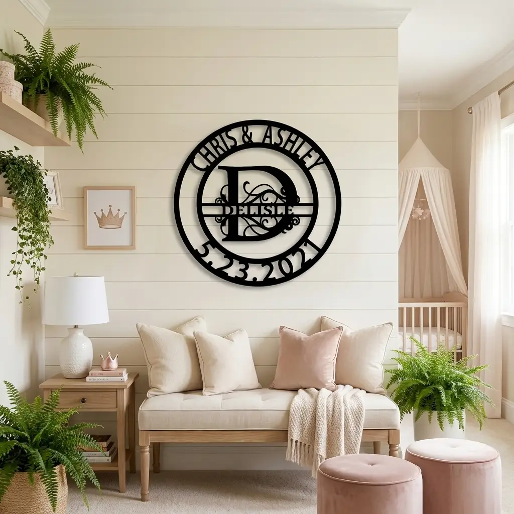 Personalized Split Monogram Metal Wall Art | Custom Family Name & Established Date Sign | Monogram Metal Decor | Made in USA
