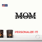 Personalized Mom Metal Wall Art – Custom Kids Names Sign with Heart Separators – Family Name Steel Décor – Mother’s Day Gift