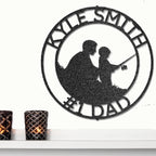 Father and Son Fishing Personalized Metal Wall Art Sign
