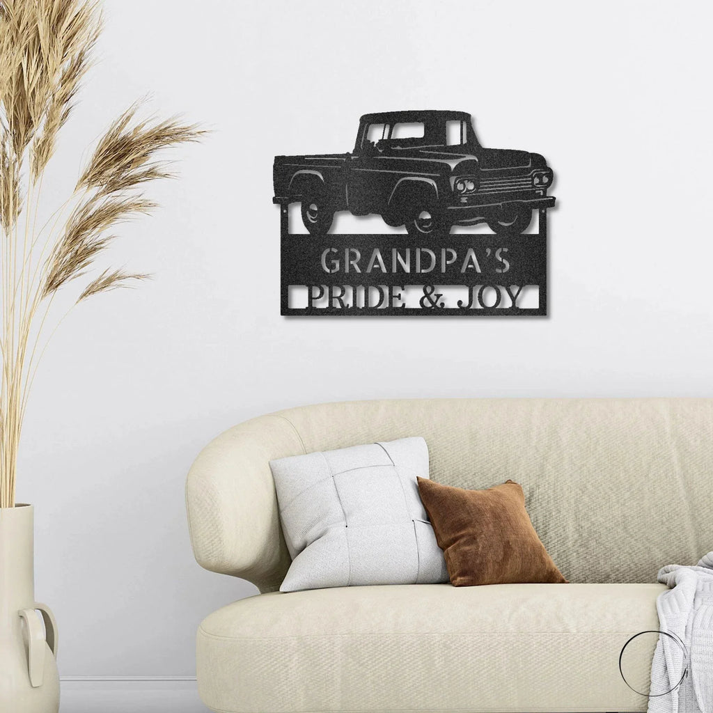 Classic Pickup Truck Custom Name Metal Wall Art