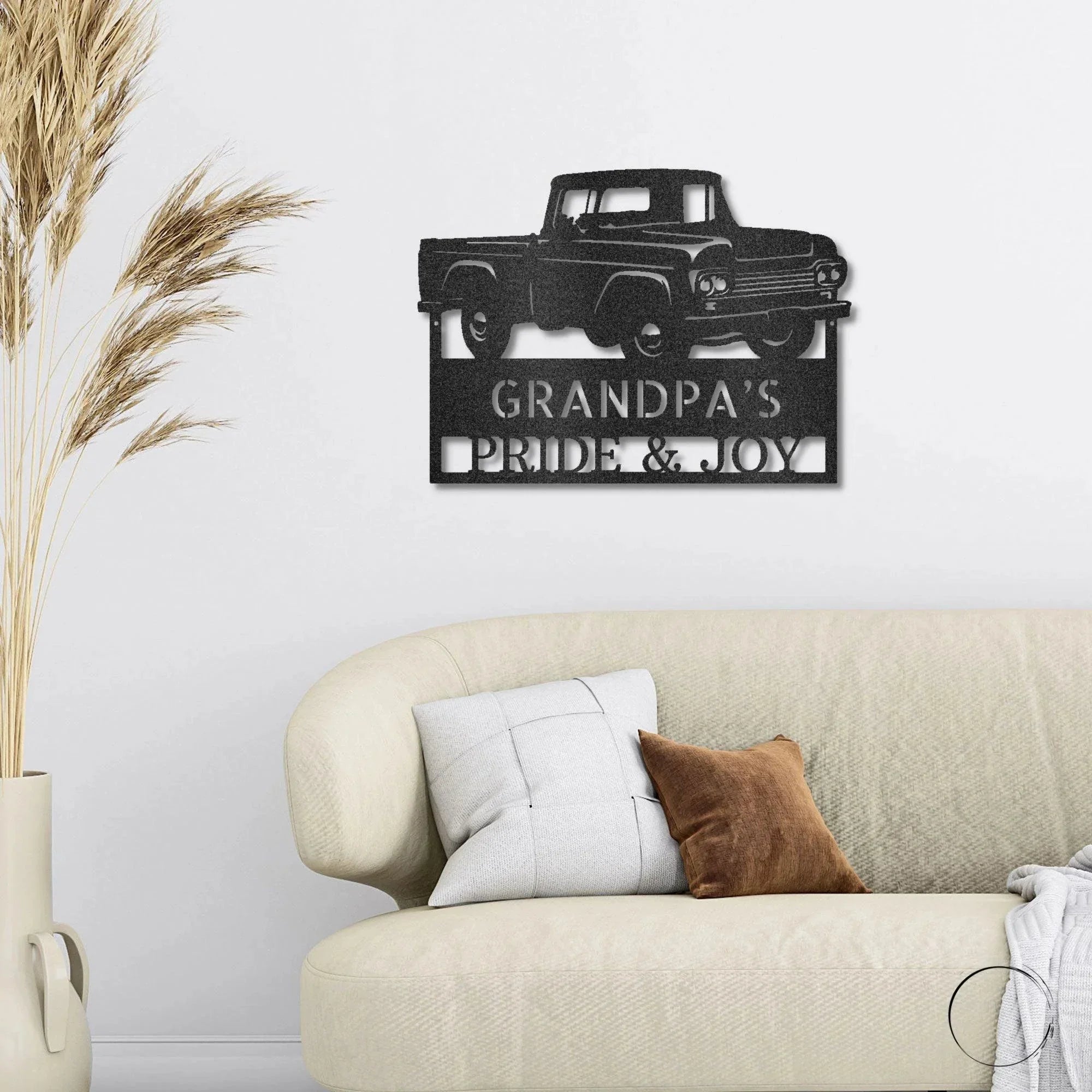 Classic Pickup Truck Custom Name Metal Wall Art