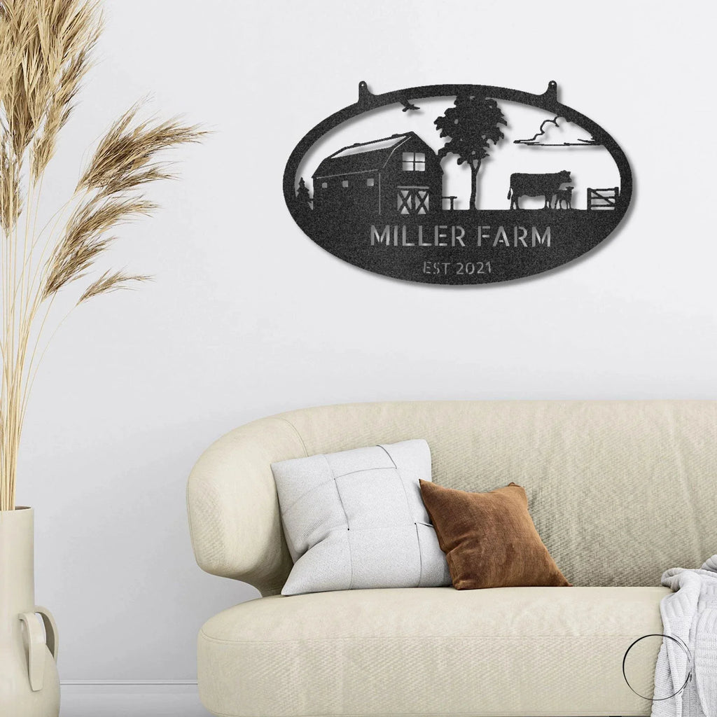 Farmstead Custom Name Monogram Indoor Outdoor Steel Wall Sign