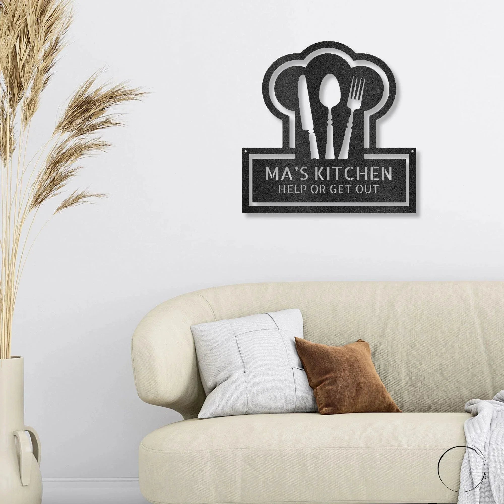 Personalized Kitchen Art - Laser-Cut Metal Wall Sign with Chef Hat Design