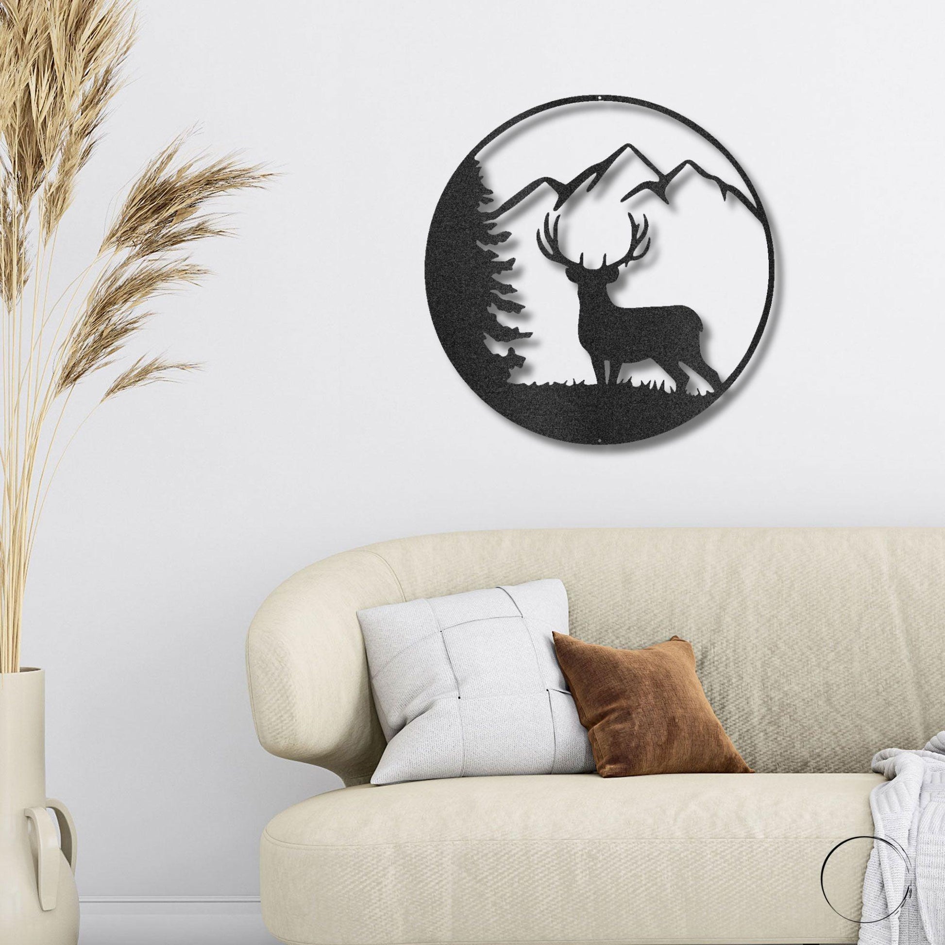 Deer Scene Metal Art Wall Sign - Mallard Moon Gift Shop