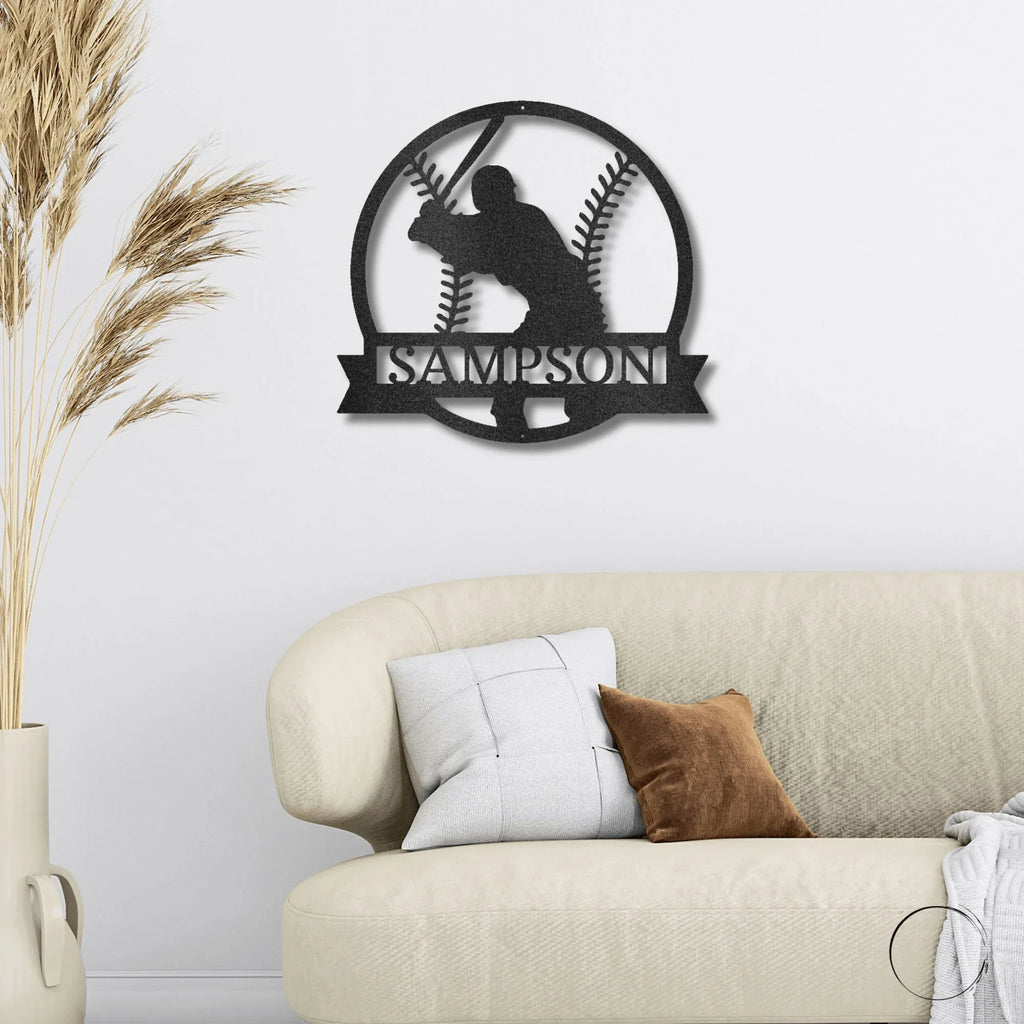 Baseball Player Custom Name Metal Art Wall Sign