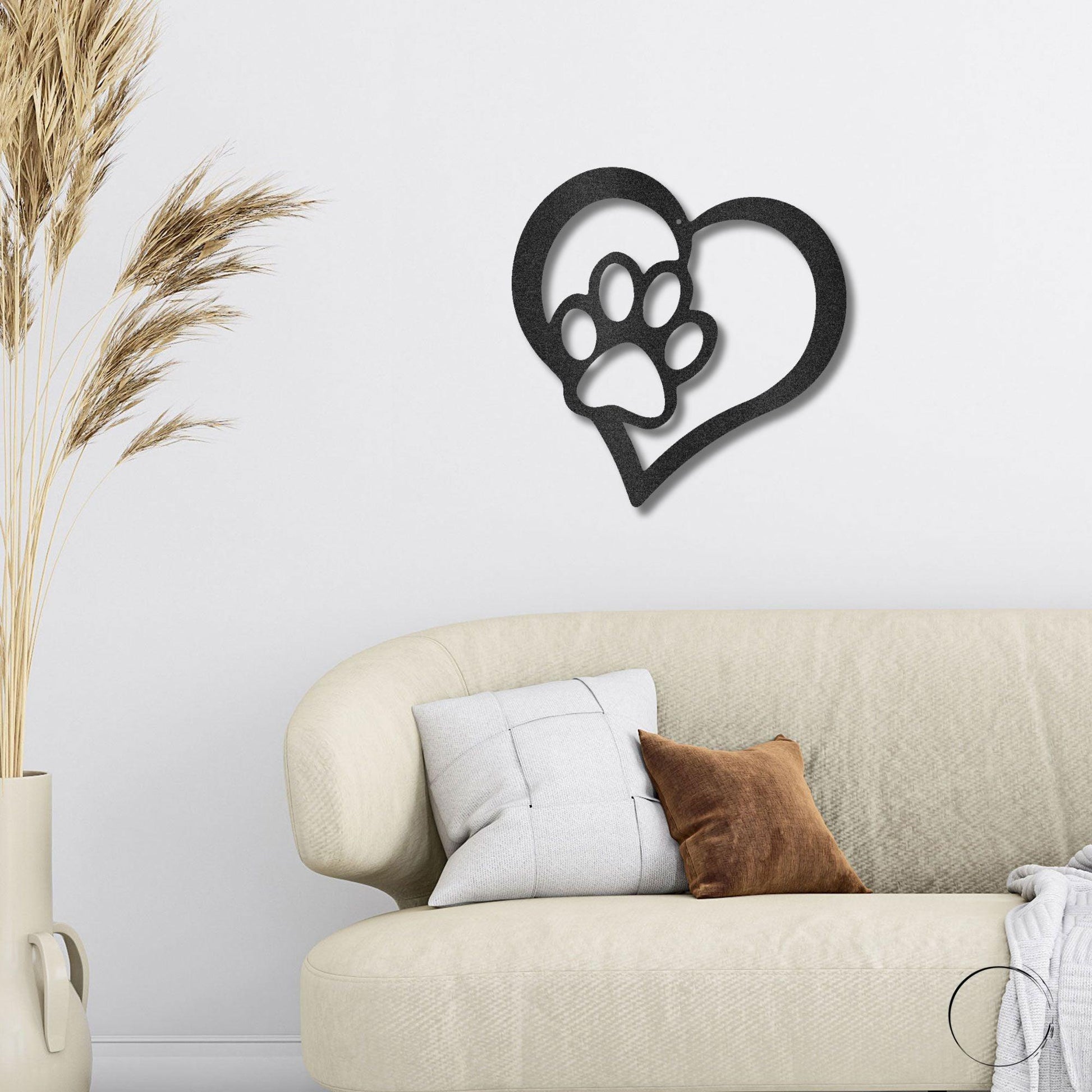 Puppy Love Paw Print Metal Art Wall Sign - Mallard Moon Gift Shop