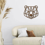 Bear Metal Art Wall Sign Geometric Head Home Office School Decor
