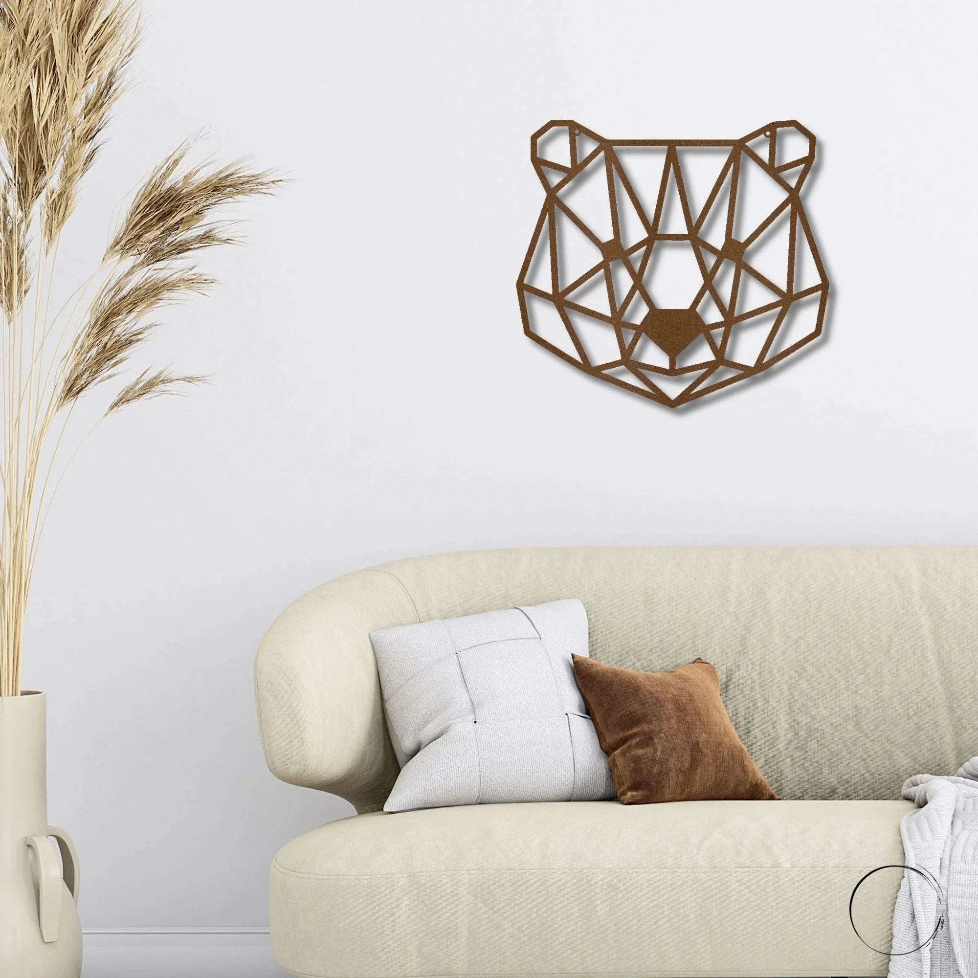 Bear Metal Art Wall Sign Geometric Head Home Office School Decor