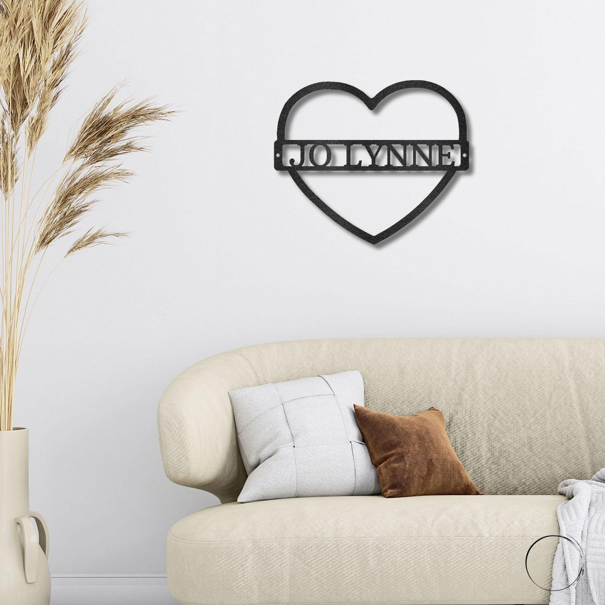 Custom Heart Shaped Monogram Personalized Steel Wall Sign - Mallard Moon Gift Shop