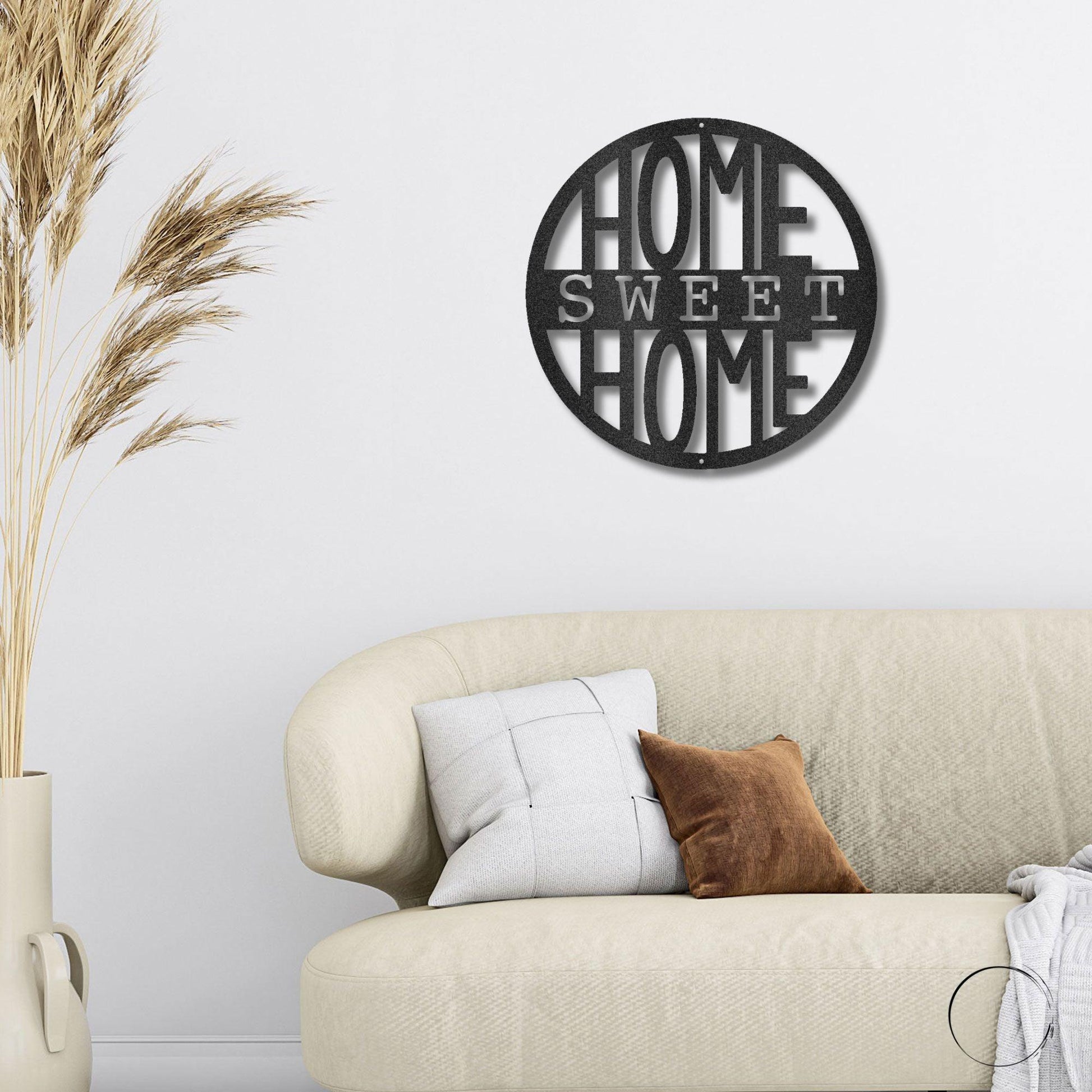 Home Sweet Home Circle Metal Art Wall Sign - Mallard Moon Gift Shop