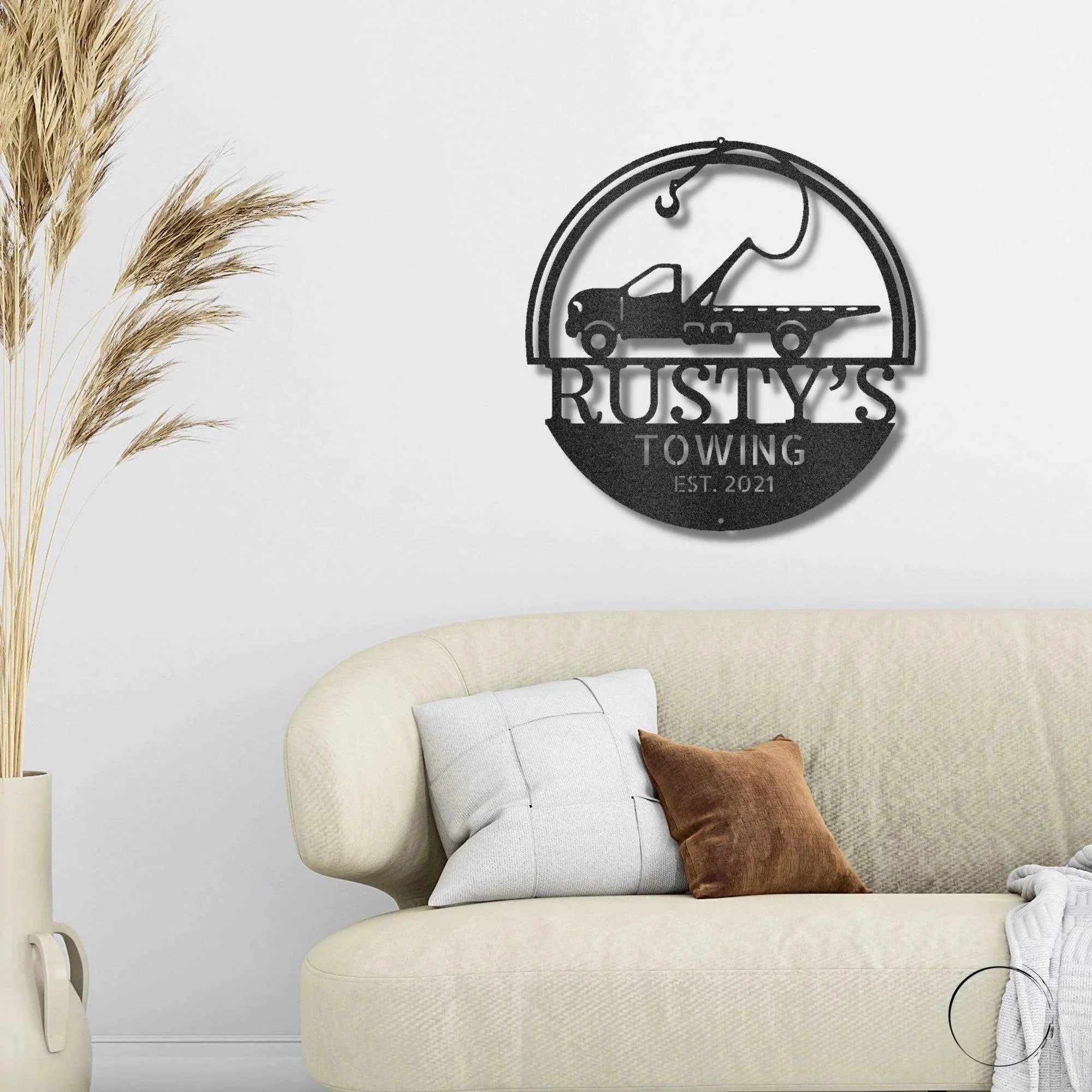 Tow Truck Custom Name Indoor Outdoor Steel Wall Sign