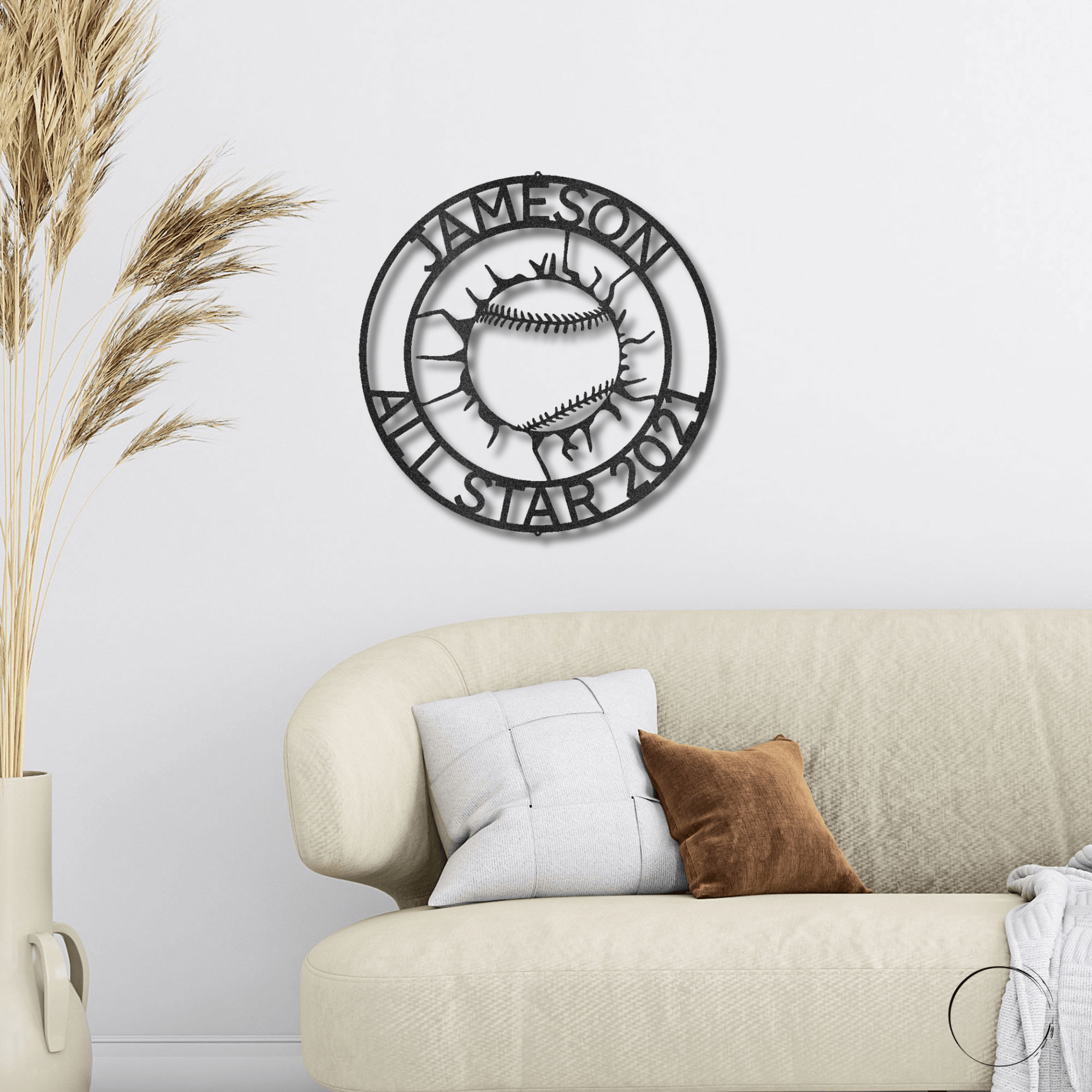 Baseball Custom Name Metal Art Wall Sign - Mallard Moon Gift Shop