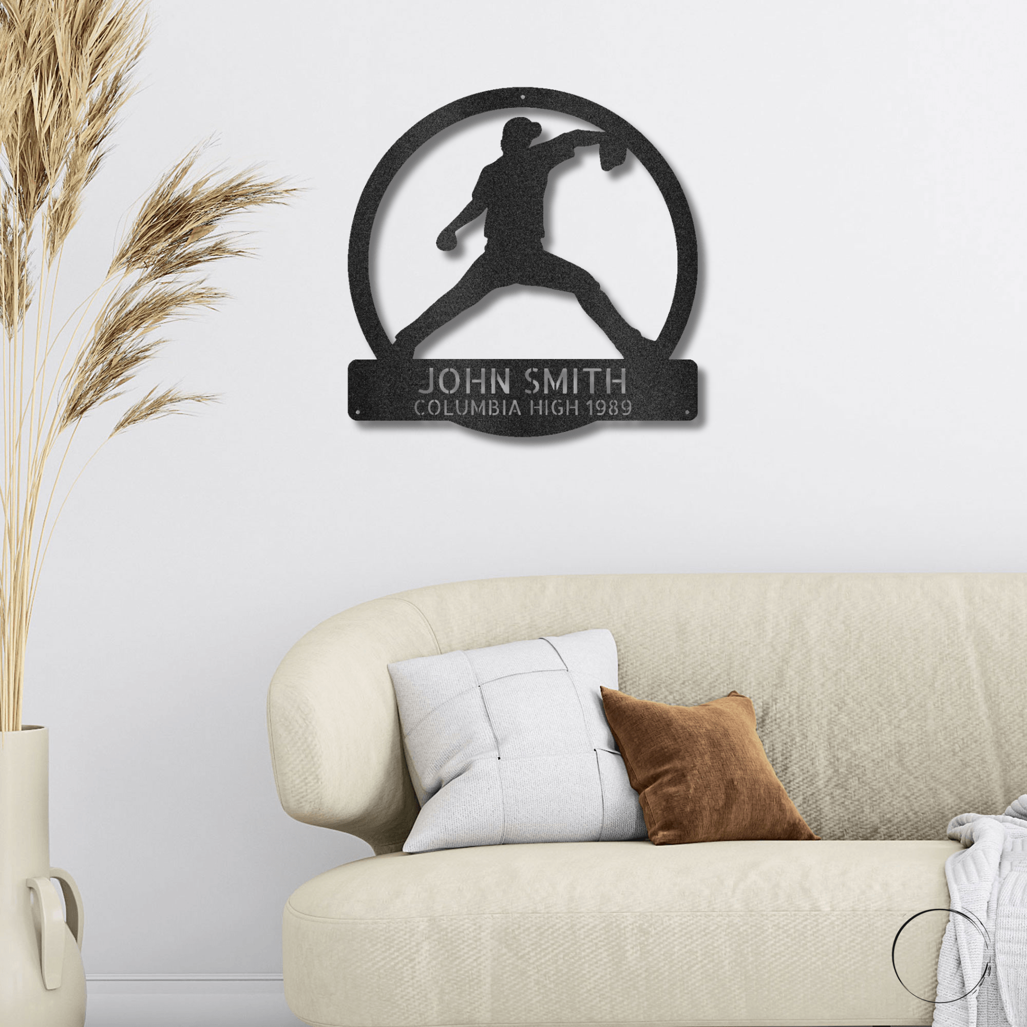 Baseball Pitcher Custom Name Metal Art Wall Sign - Mallard Moon Gift Shop