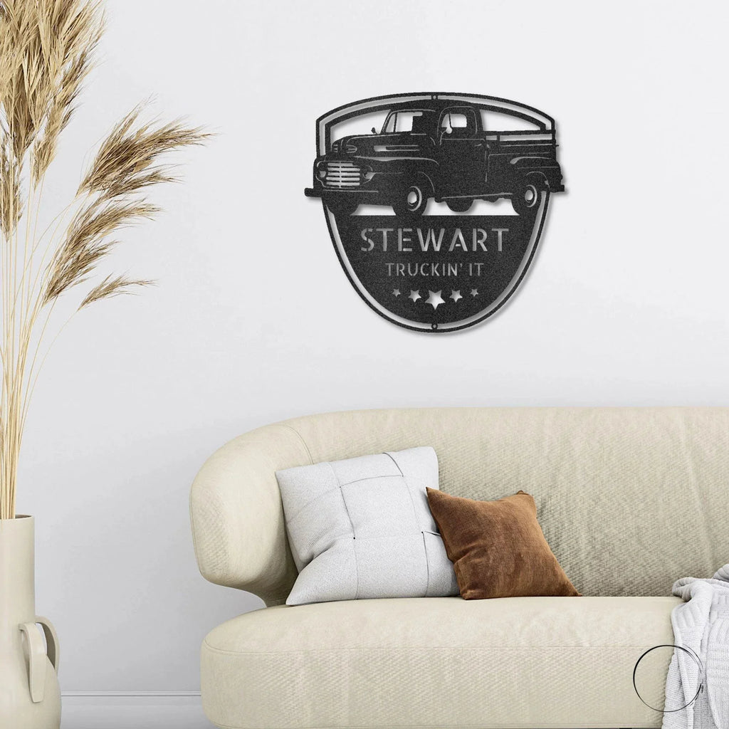 Classic Pickup Truck Personalized Steel Wall Sign