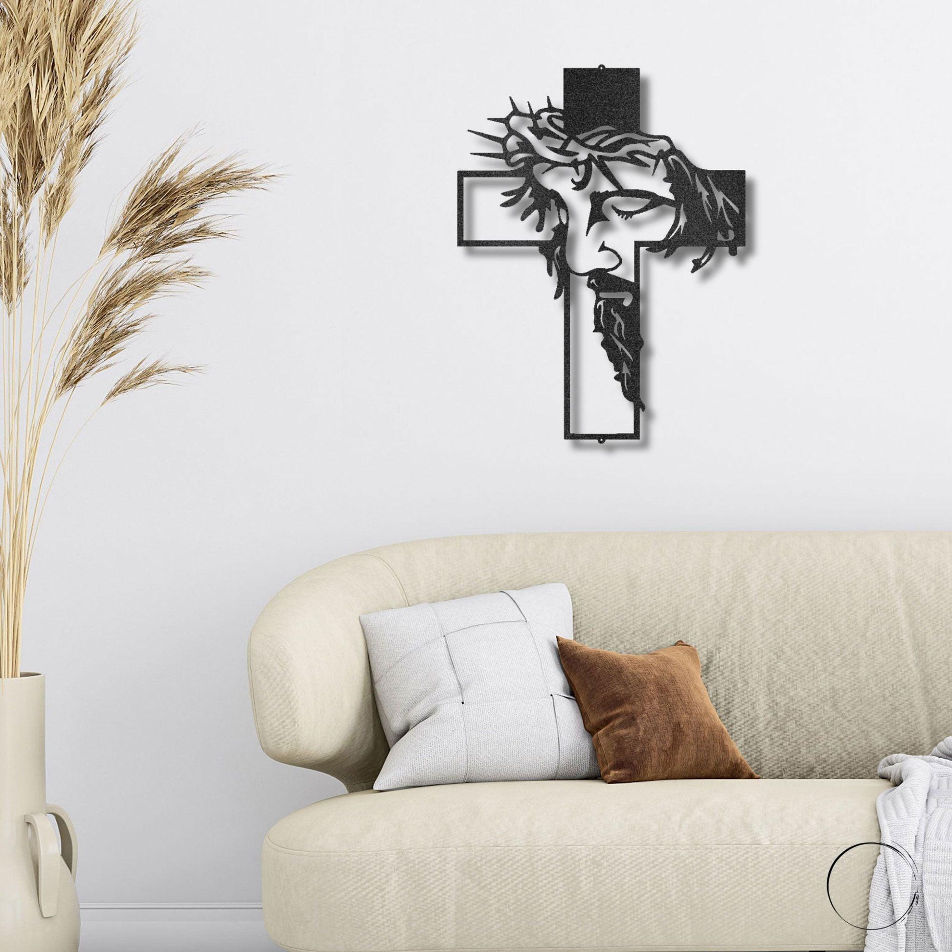 Jesus Crown of Thorns Steel Cross Sign Christian Metal Wall Decor Made in USA - Mallard Moon Gift Shop