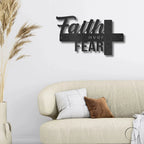 Faith Over Fear Christian Cross Metal Wall Art