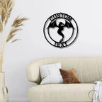 Dragon Ring Monogram Personalized Name Indoor Outdoor Steel Wall Sign Metal Art