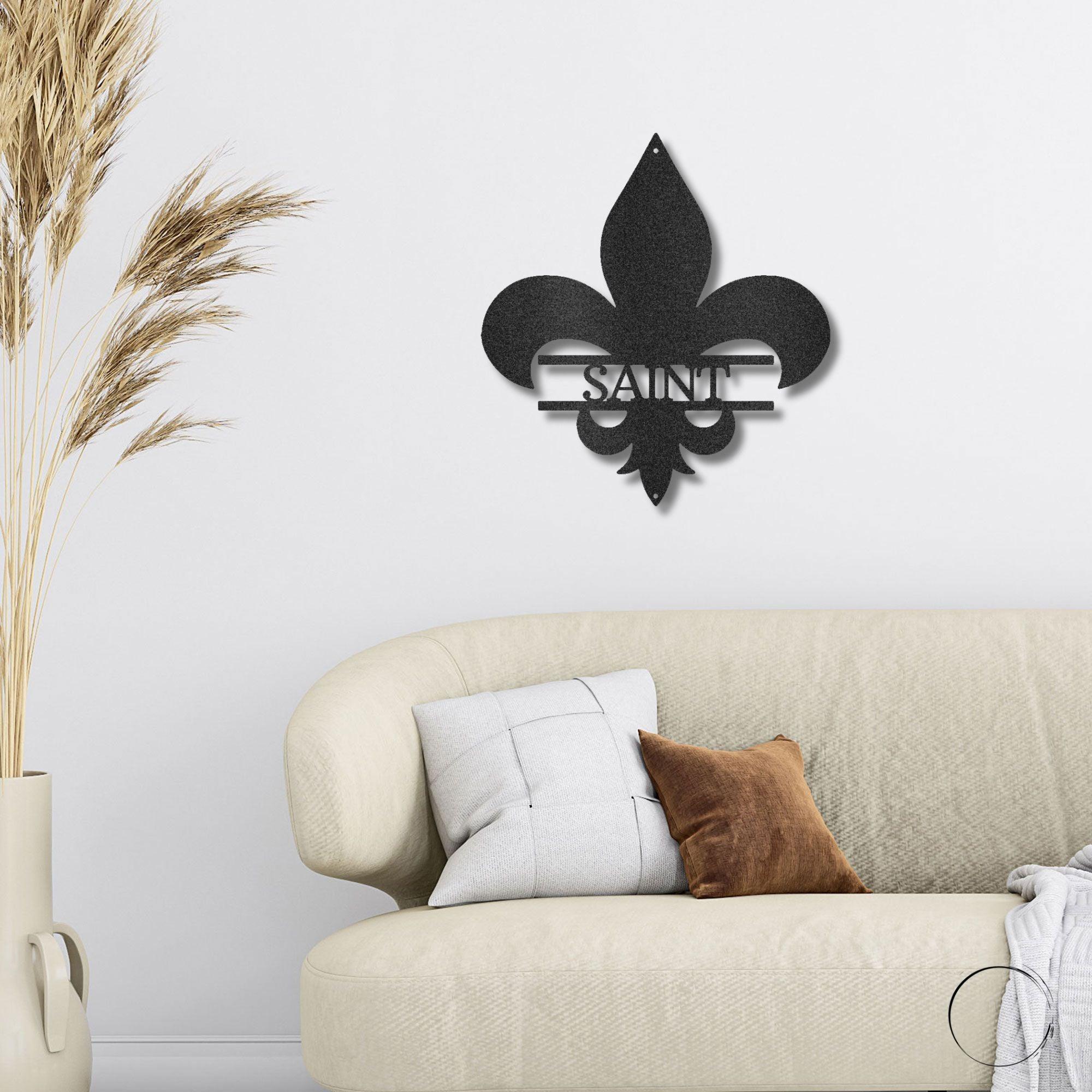 Classic Fleur De Lis Personalized Indoor Outdoor Steel Wall Sign - Mallard Moon Gift Shop