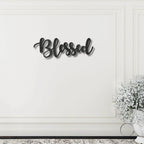 Blessed Word Script Indoor Outdoor Steel Walll Sign