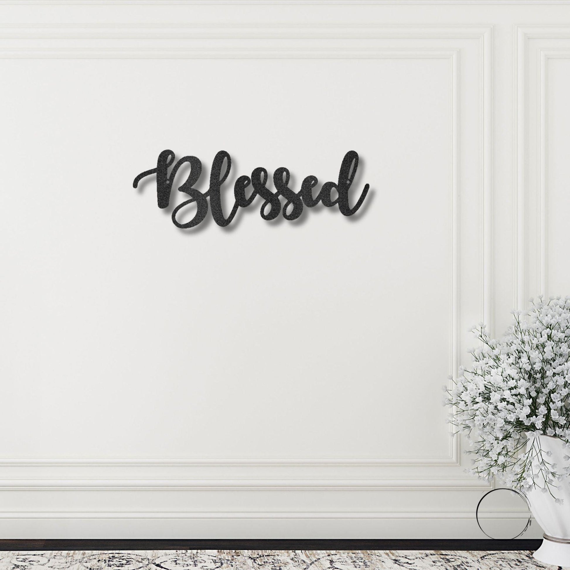 Blessed Word Script Indoor Outdoor Steel Walll Sign - Mallard Moon Gift Shop