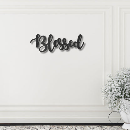 Blessed Word Script Indoor Outdoor Steel Walll Sign - Mallard Moon Gift Shop