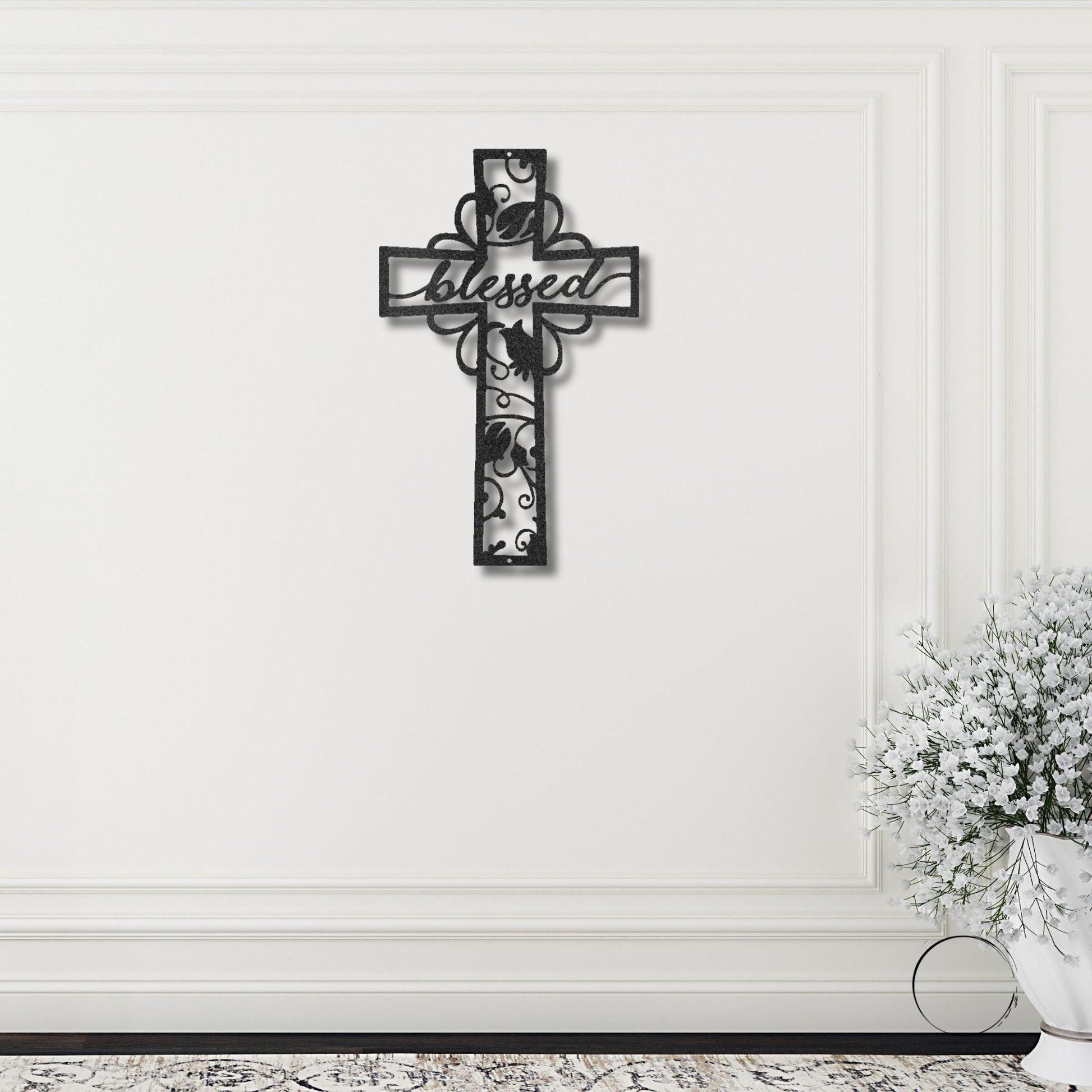 Blessed Cross Ornate Metal Wall Art - Mallard Moon Gift Shop